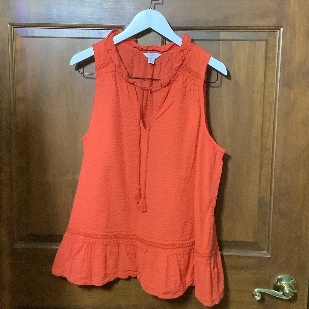 Crown & Ivy Vibrant Orange Sleeveless Blouse